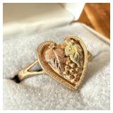 10K Black Hills Gold Landstroms Heart Ring sz 8.5