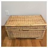 Vintage Wicker Bamboo Storage Bench 30ï¿½x16ï¿½x16'