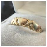10K Gold Triple Heart Womens Ring