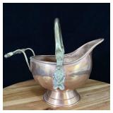 Vintage Copper Coal Shuttle w/ Lion Handle 5.5'
