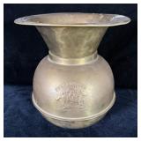 Vintage Brass Embossed Pony Express Spittoon 10.5'
