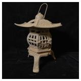 Vintage Japanese-style cast iron pagoda garden