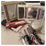 Vintage lighted mirrors and curling irons