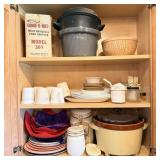 Covered full of vintage dishes meat grinder,