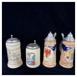 Vintage German stoneware beer stains with pewter