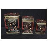(3) Vintage Nevco Asian Nesting Canisters