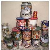 Huge lot of vintage popcorn tins courier and