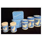 Vintage farmhouse duck and chicken canisters salt