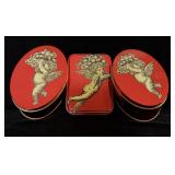(3) Vintage VinCenzo Red Cherub Tins