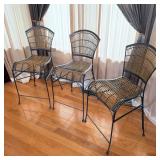 (3) Wrought Iron Bamboo Barstools 24'