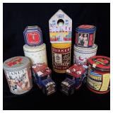(10) Vintage Collector Tins, Birdhouse &>