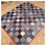 Hand stitched denim patchwork quilt 58ï¿½ x 69ï¿½