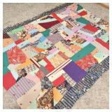 Vintage handstitched crazy patchwork quilt 72ï¿½ x