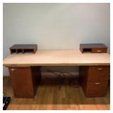 Desk assembly made a filing cabinets and oak door
