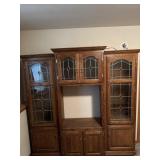 Oak three-piece entertainment center both and