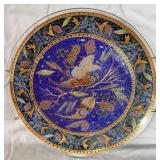 Vintage Houze Blue Mosaic Pheasant Textured Plate
