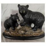 Handpainted Ceramic Mama Bear & Cub Figurine
