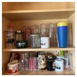 Shelf Full of Plastic and Glass Cups