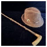 Fuzzy Angora Fedora Hat & Cane
