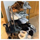 Shoe Rack with Womens Shoes & Slippers sz 9-10>