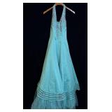 Vintage Bonny Peacock Green & Pink Formal Evening>
