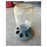 Vintage blue speckled enamel chicken feeder