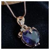 Rose gold plated sterling silver purple heart