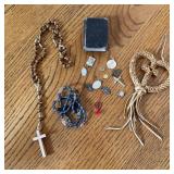 Religious items pocket Bible crosses, rosaries