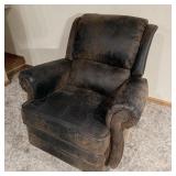 Brown distressed microfiber  recliner
