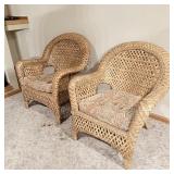 2 Vintage large wicker woven armchairs
