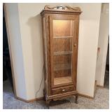 Beautiful solid oak lighted curio cabinet