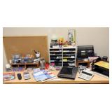 Contents of desk including pegboard,  File Holder