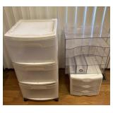 Three sets of storage drawers