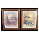 (2) Vintage Framed Country Scene Prints Andres >