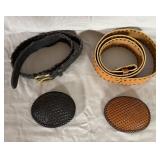 (2) Handmade Leather Belt Buckles & (2) Leather >