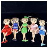 (5) Vintage Kellytoy Betty Boop Stuffed 17ï¿½Dolls