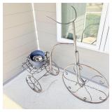 Large wrought iron tricycle plant stand >