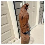Chainsaw art carved wooden eagle