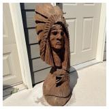 Chainsaw art carved native American Indian chief >