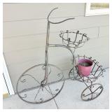 Large wrought iron tricycle plant stand