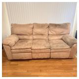 Tan Microfiber Reclining Sofa 7' L