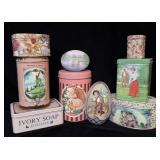 (9) Vintage Victorian Style Collector Tins