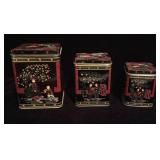 (3) Vintage Nevco Asian Nesting Canisters
