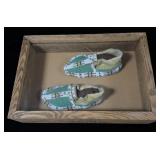 Sioux beaded moccasins w/buffalo tracks design in>