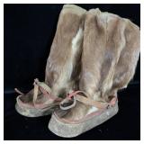 Antique Inuit Caribou hide mukluks