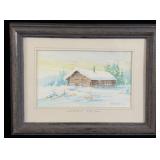 Framed Watercolor 1979 Nobody Home Hank Lawshe>