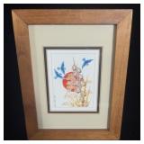 Framed 1984 Paul Goble Watercolor Bluebirds of >