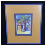 Framed Signed Watercolor Pilar Pobil c. 1990>