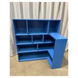 Custom belt blue corner shelving cubby unit 48