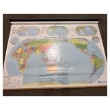 1989 Nystrom Pull Down World Map 51x76